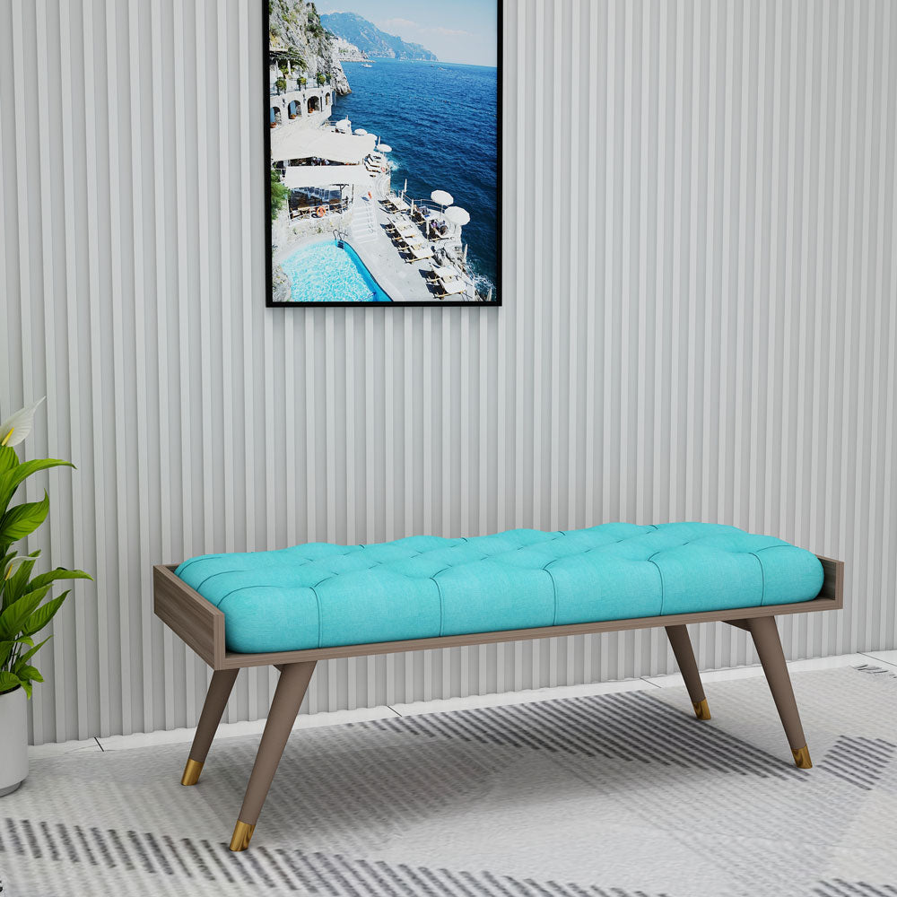 Seating Bench, Seating Bench in Wood & Light Blue Color, Seating Bench for Living Room, Seating Bench - EL6068