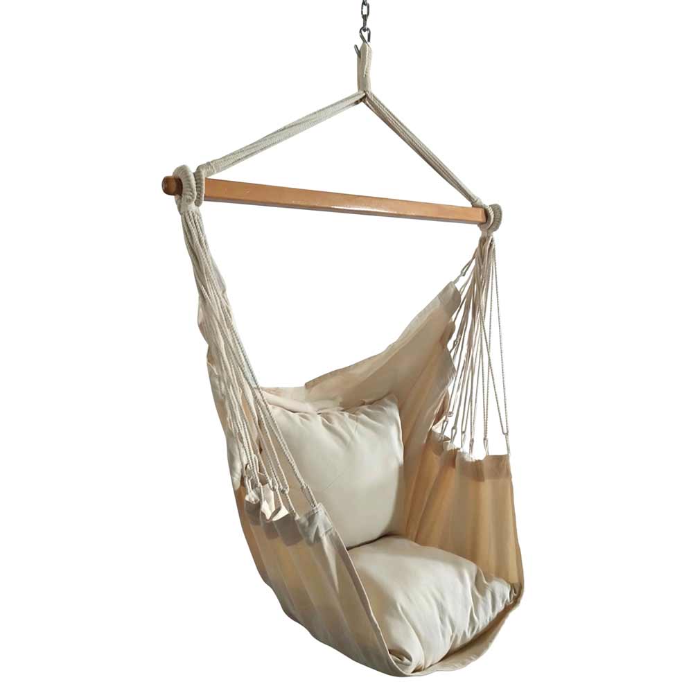 Natural Casual Hanging Swing Chair with Pillows for adults set is made out of 100 percent Cotton thick durable natural canvas, Swing - EL6069