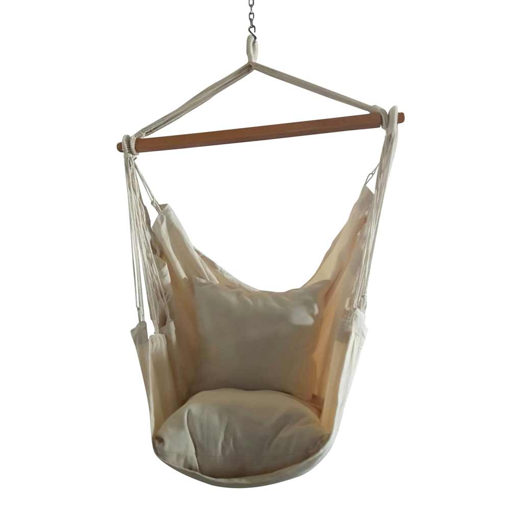 Natural Casual Hanging Swing Chair with Pillows for adults set is made out of 100 percent Cotton thick durable natural canvas, Swing - EL6069