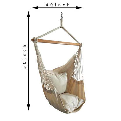 Natural Casual Hanging Swing Chair with Pillows for adults set is made out of 100 percent Cotton thick durable natural canvas, Swing - EL6069