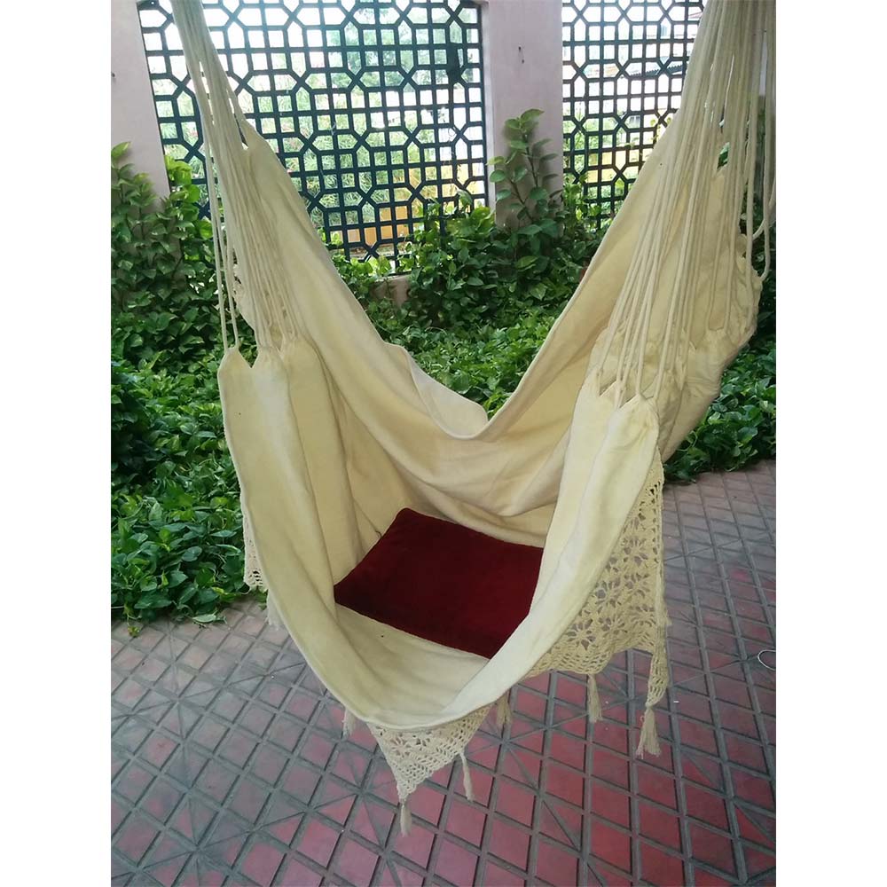 Natural Casual Hanging Swing Chair with Pillows for adults set is made out of 100 percent Cotton thick durable natural canvas, Swing - EL6100