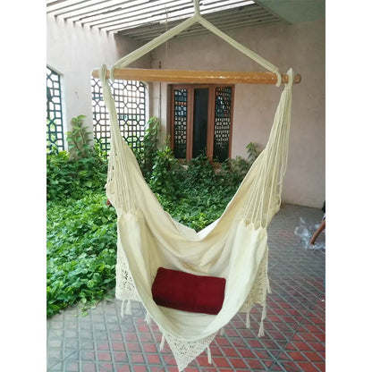 Natural Casual Hanging Swing Chair with Pillows for adults set is made out of 100 percent Cotton thick durable natural canvas, Swing - EL6100