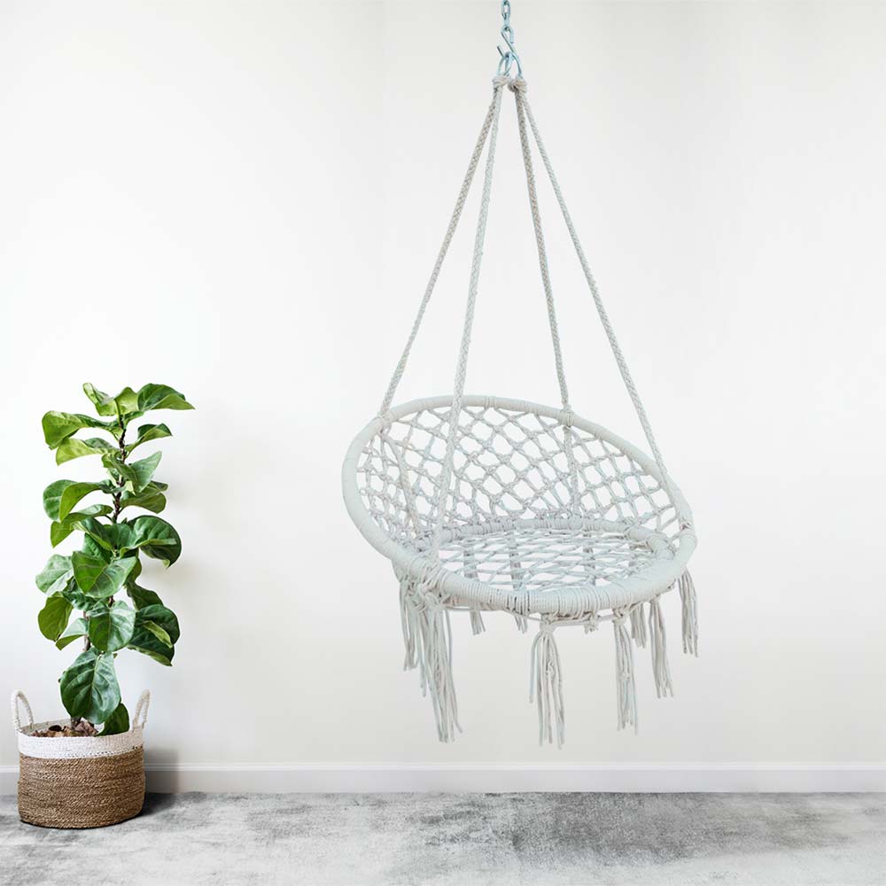 Natural Casual Hanging Swing Chair with Pillows for adults set is made out of 100 percent Cotton thick durable natural canvas, Swing - EL6103