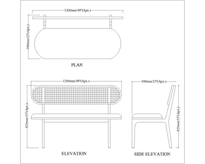 Seating Bench, Seating Bench in Dark Brown Color, Bench Living Room & Bed Room, Bench in Wooden Legs, Seating Bench - EL6146