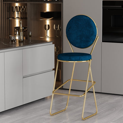 Bar Stool, Blue & Gold Color Bar Stool, Kitchen Stool, Breakfast Counter Chair, High Bar Chair, Counter Stool, Bar Stool - EL6153