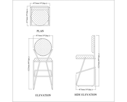 Bar Stool, Blue & Gold Color Bar Stool, Kitchen Stool, Breakfast Counter Chair, High Bar Chair, Counter Stool, Bar Stool - EL6153