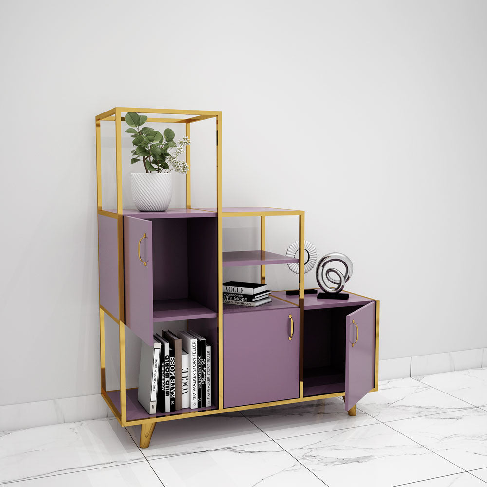 Cabinet, Wood Cabinet, Purple Color Cabinet, Cabinet with Open Shelf, Cabinet with Shutter, Cabinet- EL - 10038