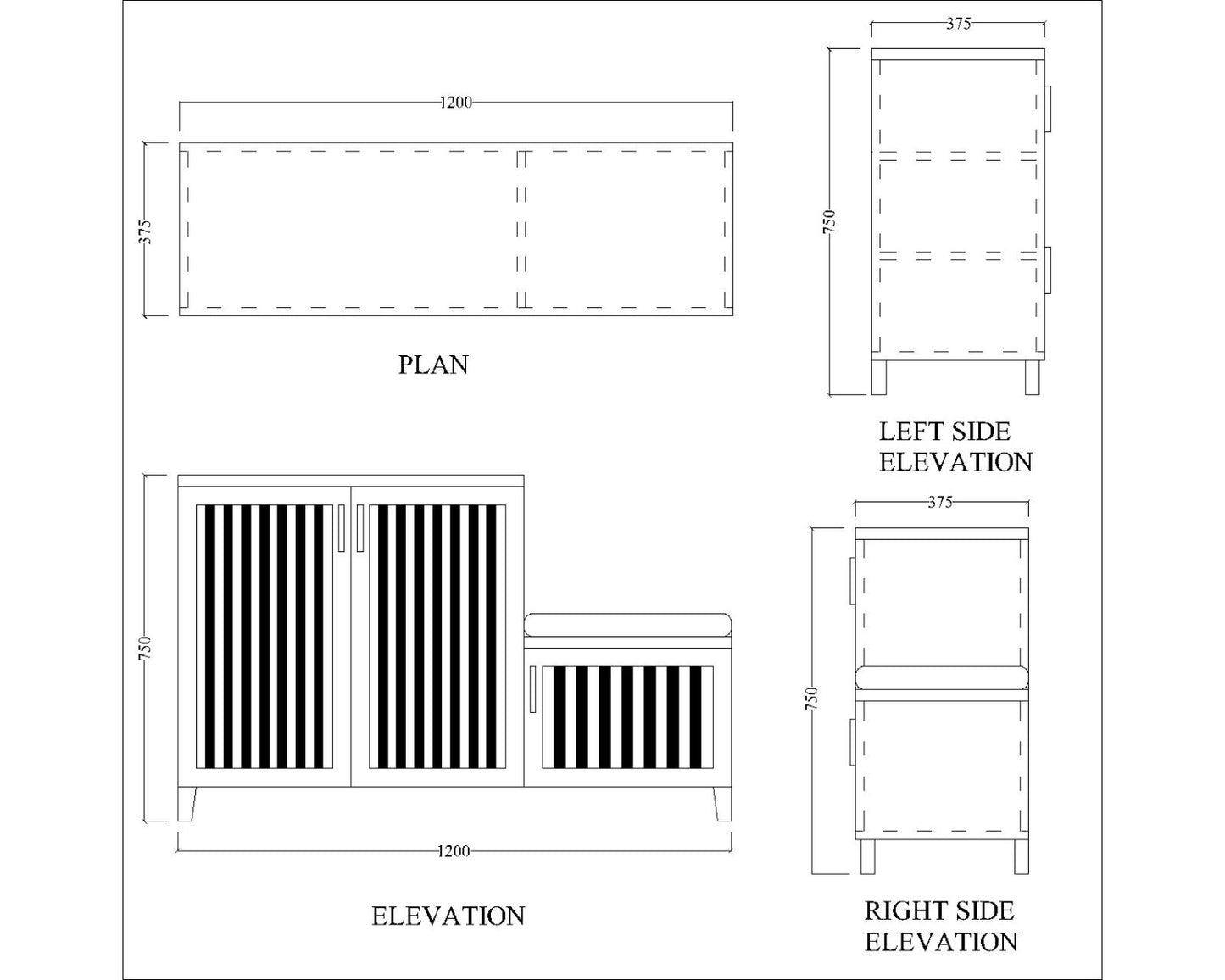 Wooden Shoe Rack with Seating Bench & Vertical Slatted Doors – EL-10049