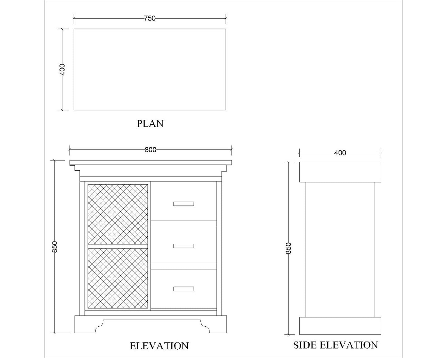 Cabinet , Solid Wood Cabinet , Black & Brown Cabinet, Cabinet  with MS Shutter, Cabinet with Drawer, Cabinet - EL -10050