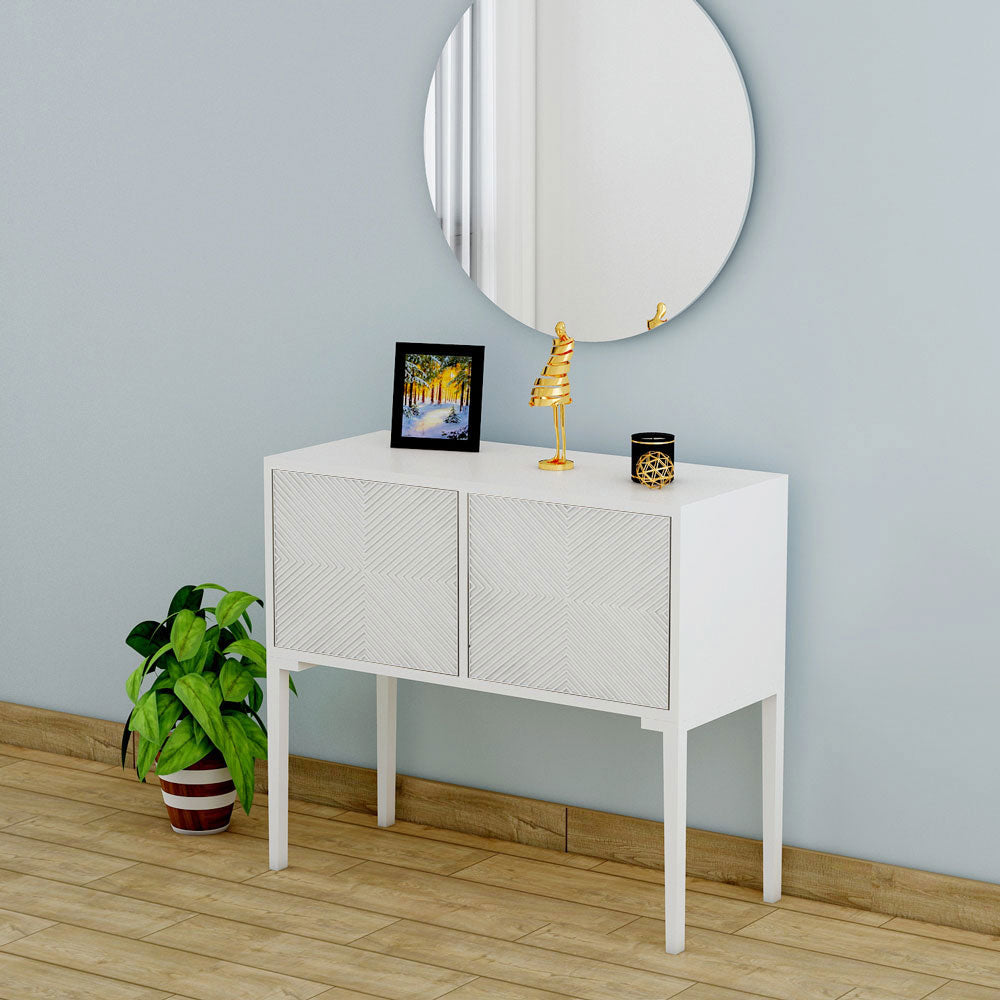 Console Table, White Color Console Table, Console Table with Shutter , Console Table with White MS Leg, Console Table - EL- 12049