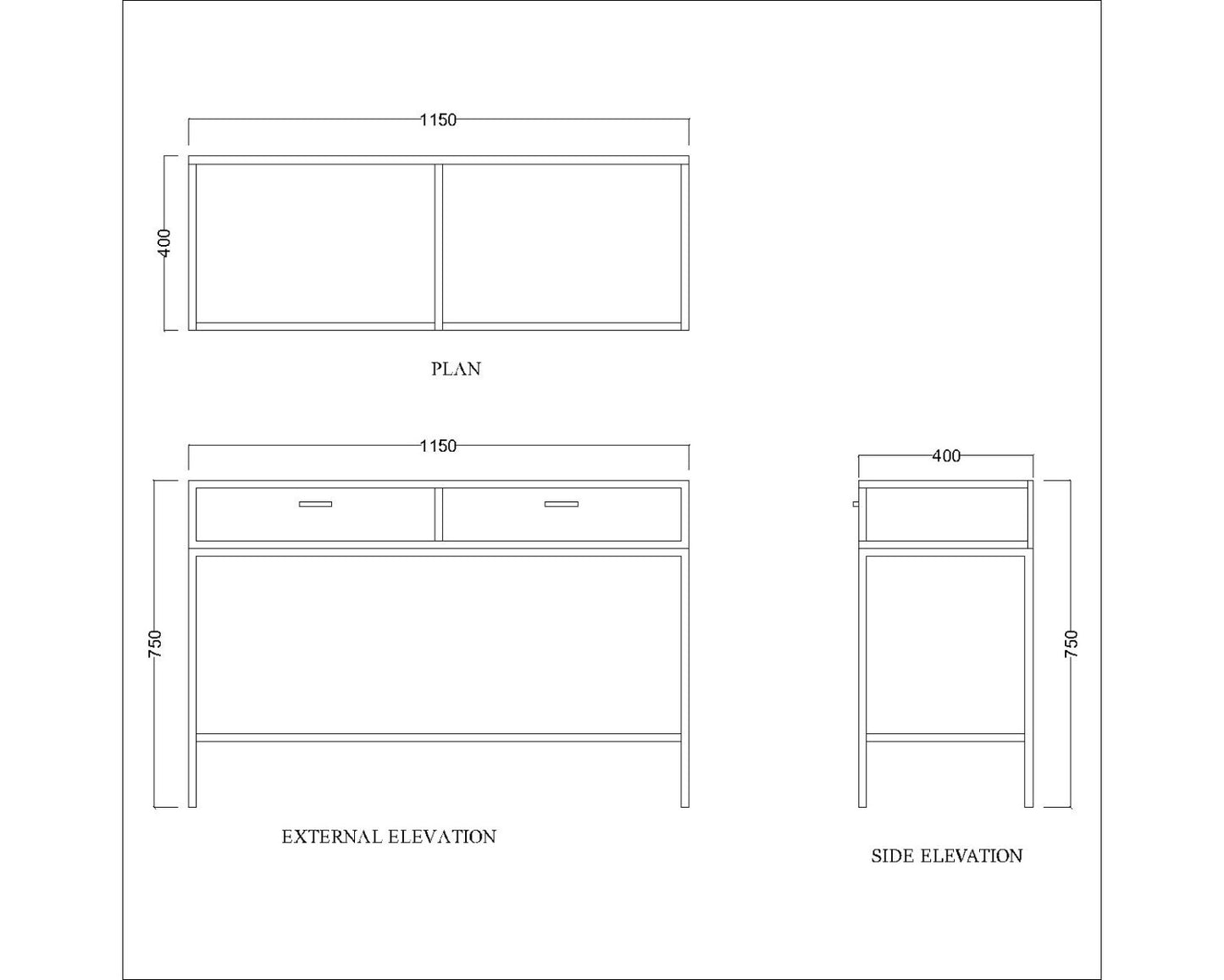 Console Table, Wood Console Table, White Color Console Table, Console Table with Drawer, Console Table with Metal Legs, Console Table - EL- 12073