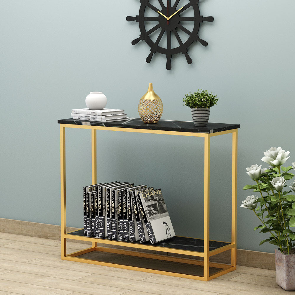 Console Table, Black Console Table, Console Table with MS Leg in Gold Finish, Console Table -EL -12078