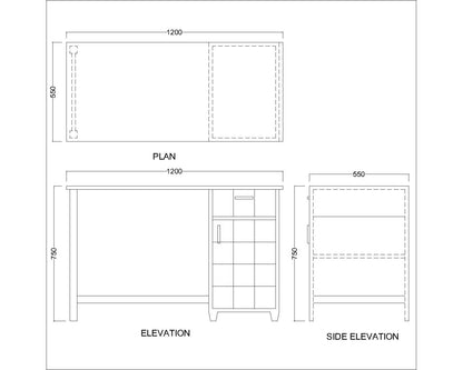 Study Table, Solid Wood Study Table, Light Brown Study Table, Study Table with Drawer, Study Table With Shutter, Study Table -EL-12083