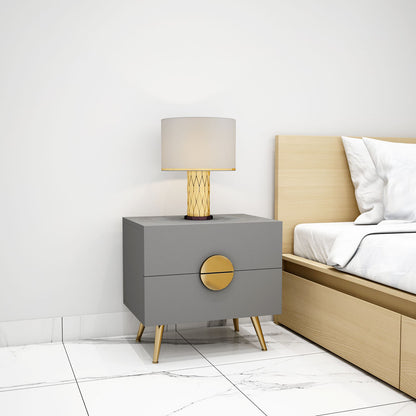 Bedside Table, Grey Color Bedside Table, Bedside Table with Drawer, Bedside Table With MS Leg in Gold Finish, Bedside Table -EL-12085