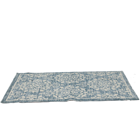 Rug, White & Blue Rug, Rectangular Rug, Rug - EL - 15021