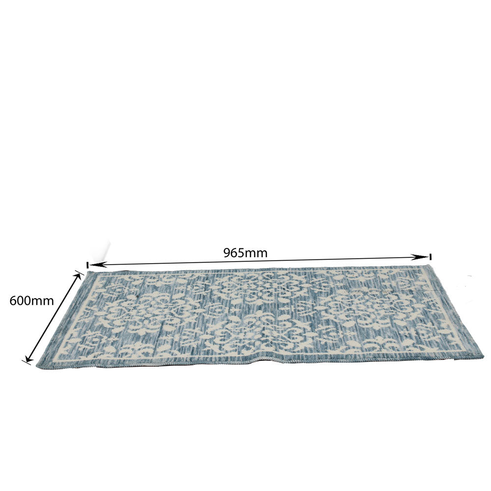 Rug, White & Blue Rug, Rectangular Rug, Rug - EL - 15021