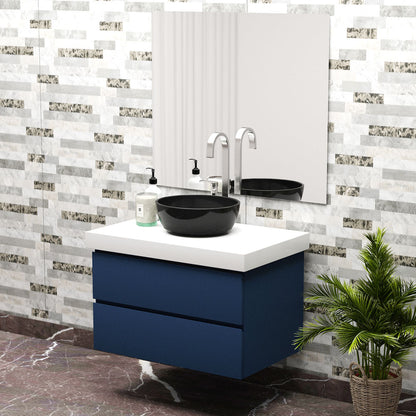 Vanity, White & Blue Vanity, Vanity with White Corian Top, Vanity with Drawer,  Vanity -EL-215