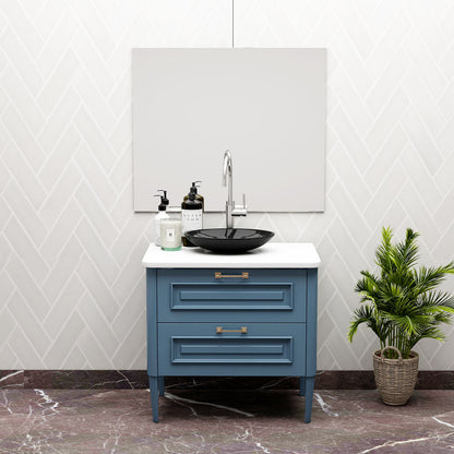 Vanity, Blue & White Vanity, Vanity with White Corian Top, Vanity with Drawer,  Vanity -EL-224