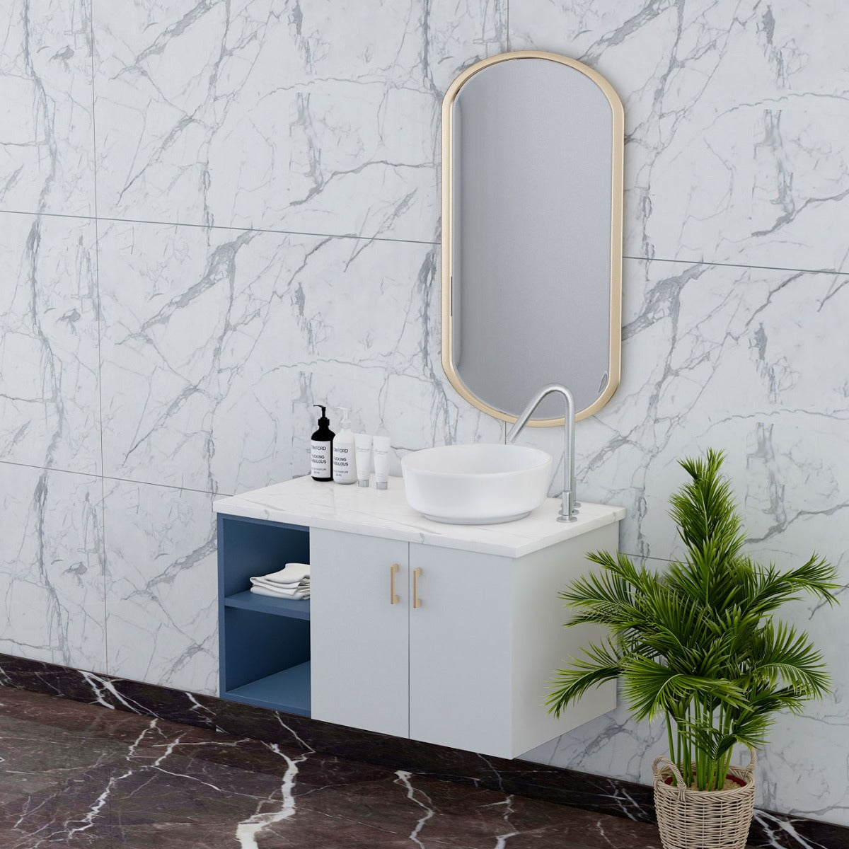 Vanity/Water Resistant Vanity in PU Gloss waterproof paint finish,Bathroom Vanity in water resistant finish,bathroom floor mounted unit with PU Gloss waterproof paint  finish-EL234