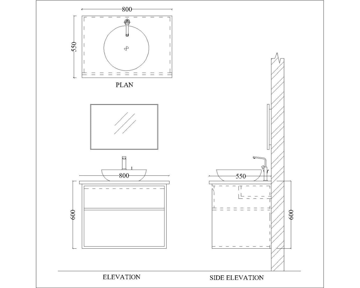 Vanity, Blue & Wood Vanity, Vanity with White Corian Top, Vanity with Drawer, Vanity with oepn space,  Vanity -EL-237