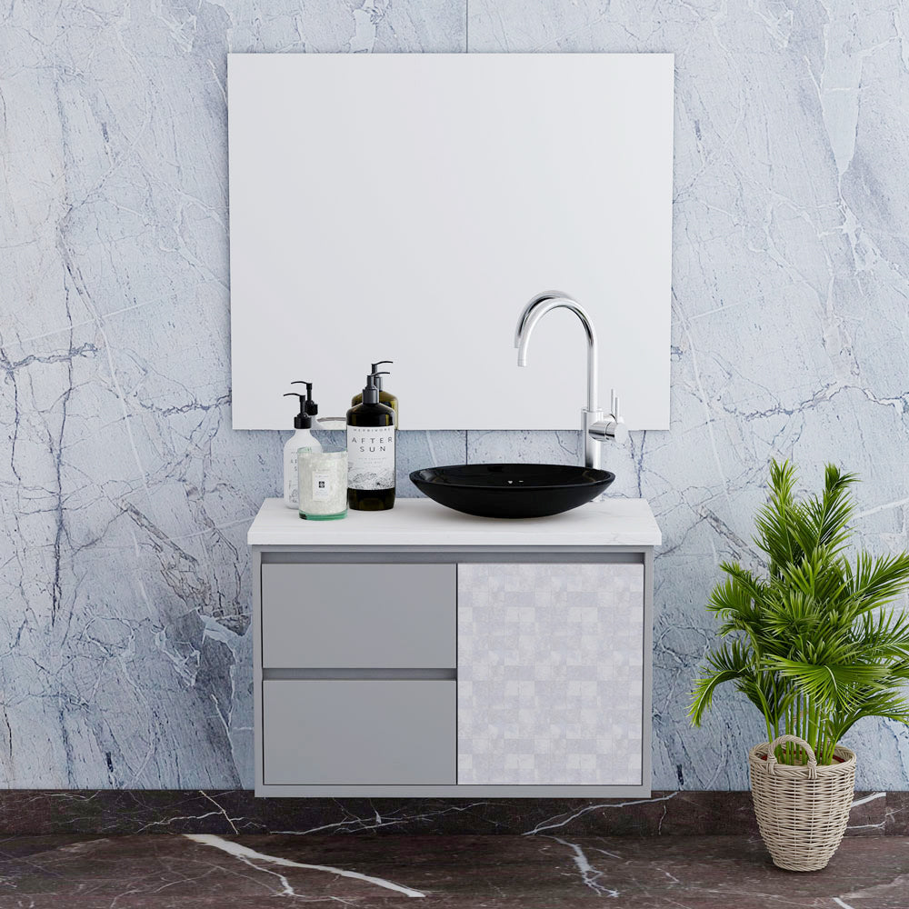 Vanity, Grey Vanity, Vanity with Marble Top,  Vanity with shutter, Vanity with Drawer,  Vanity -EL-243