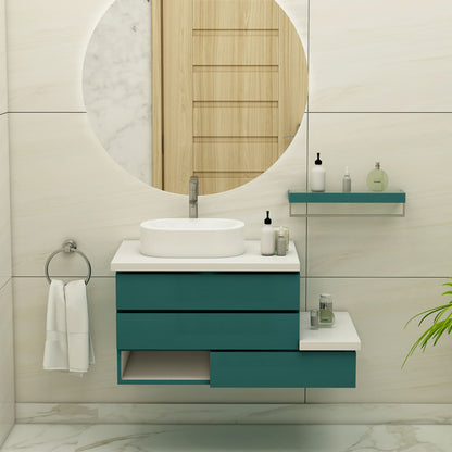 Vanity, Green & White Vanity, Vanity with White Corian Top, Vanity with Drawer, Vanity with Open Shelf, Vanity -EL-244