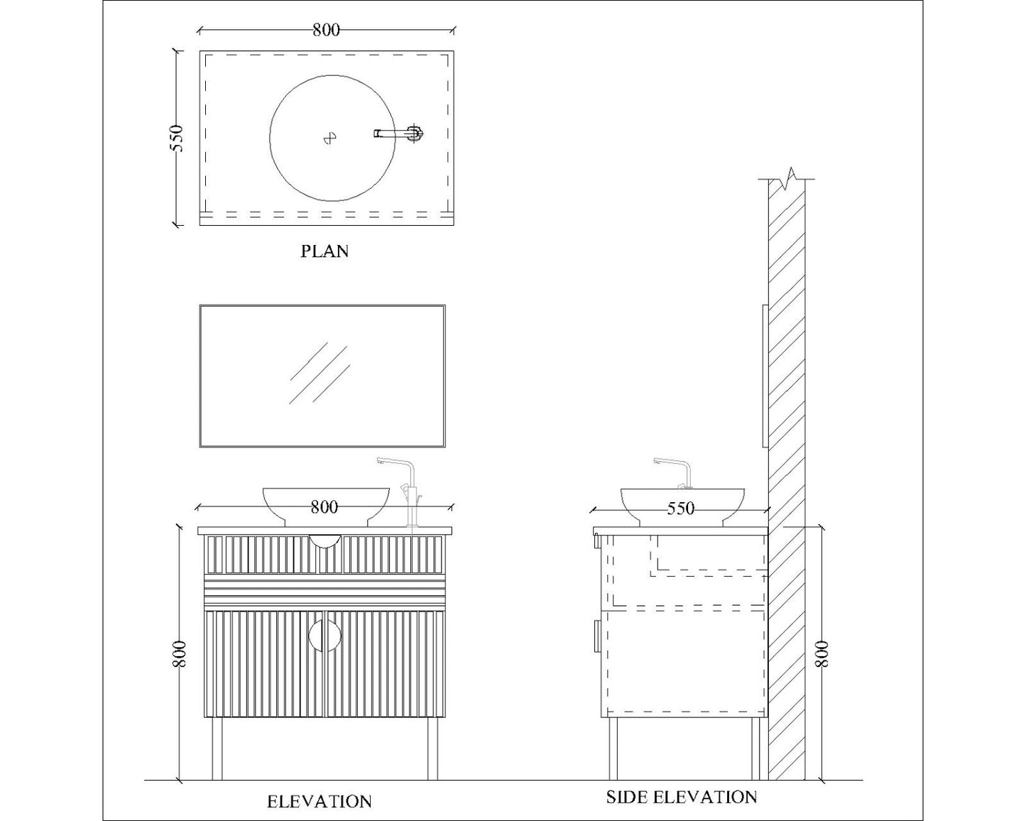 Black & Gold Metal Legs Bathroom Vanity with Shutter & Drawer  - EL-245