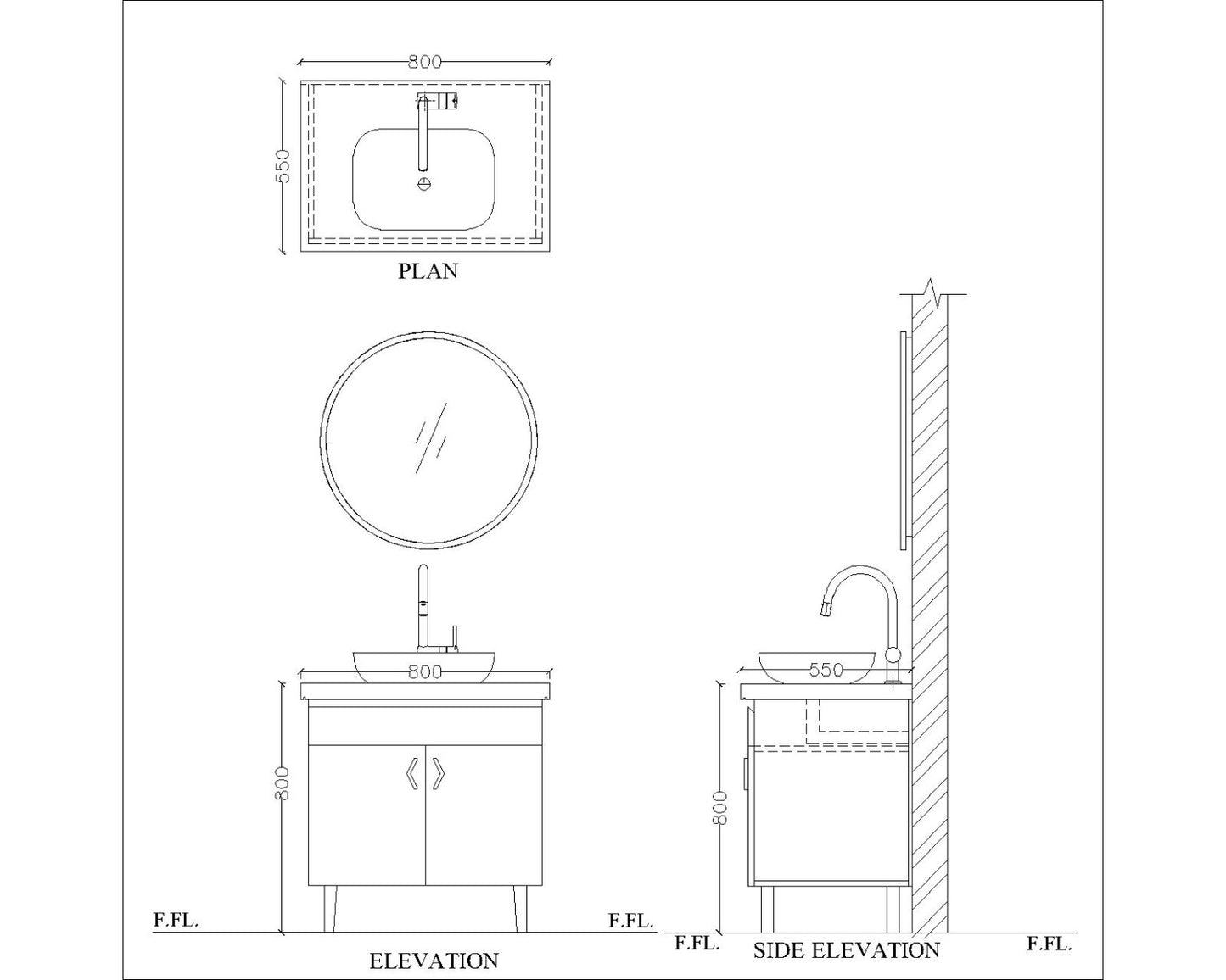 Vanity, Green & White Vanity, Vanity with White Corian Top, Vanity with Drawer, Vanity with Shutter, Vanity -EL-251