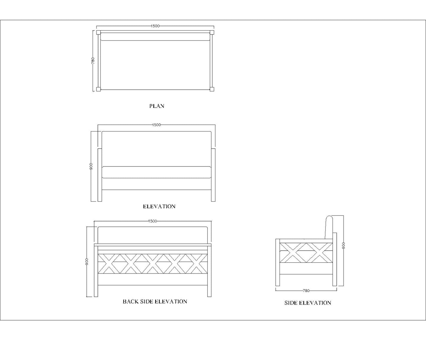 2 Seater Sofa, Solid Wood Sofa, Sofa For Living Room, White & Blue Color Sofa, Sofa with Blue Fabric, 2 Seater Sofa - EL- 4053