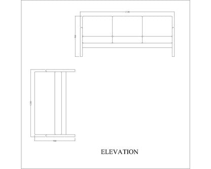 Sofa Set, Solid Wood Sofa, Sofa For Living Room, Grey & Light Wood Color Sofa, Sofa with Grey Fabric,   Sofa Set - EL- 4062