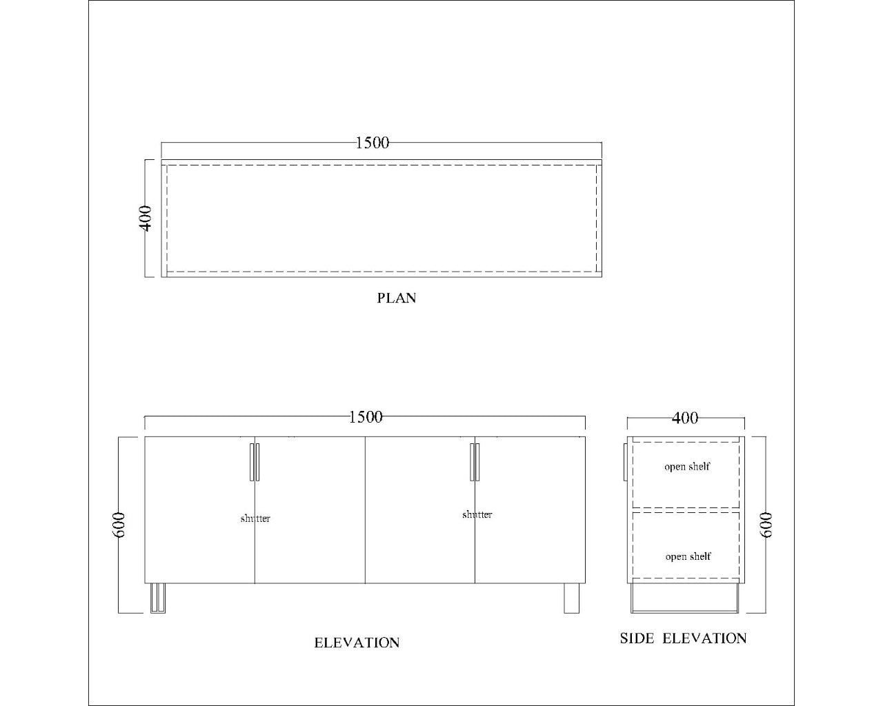 Entertainment Unit, White Color Entertainment Unit, Entertainment Unit for Living & Bedroom Area, Entertainment Unit with Shutter, Entertainment Unit with MS Leg in Golden Finish, Entertainment Unit - EL - 10014