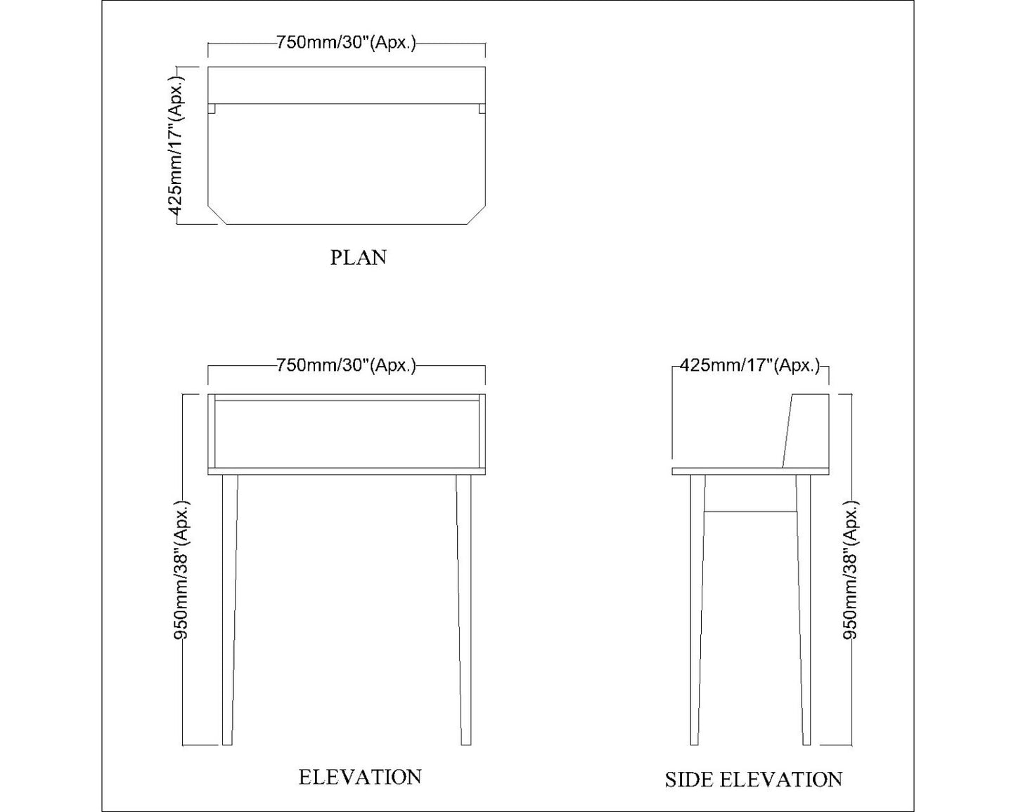 Study Table, Wood Study Table, Study Table Open Shelf, Study Table with Tapered Legs, Study Table - EL - 12020