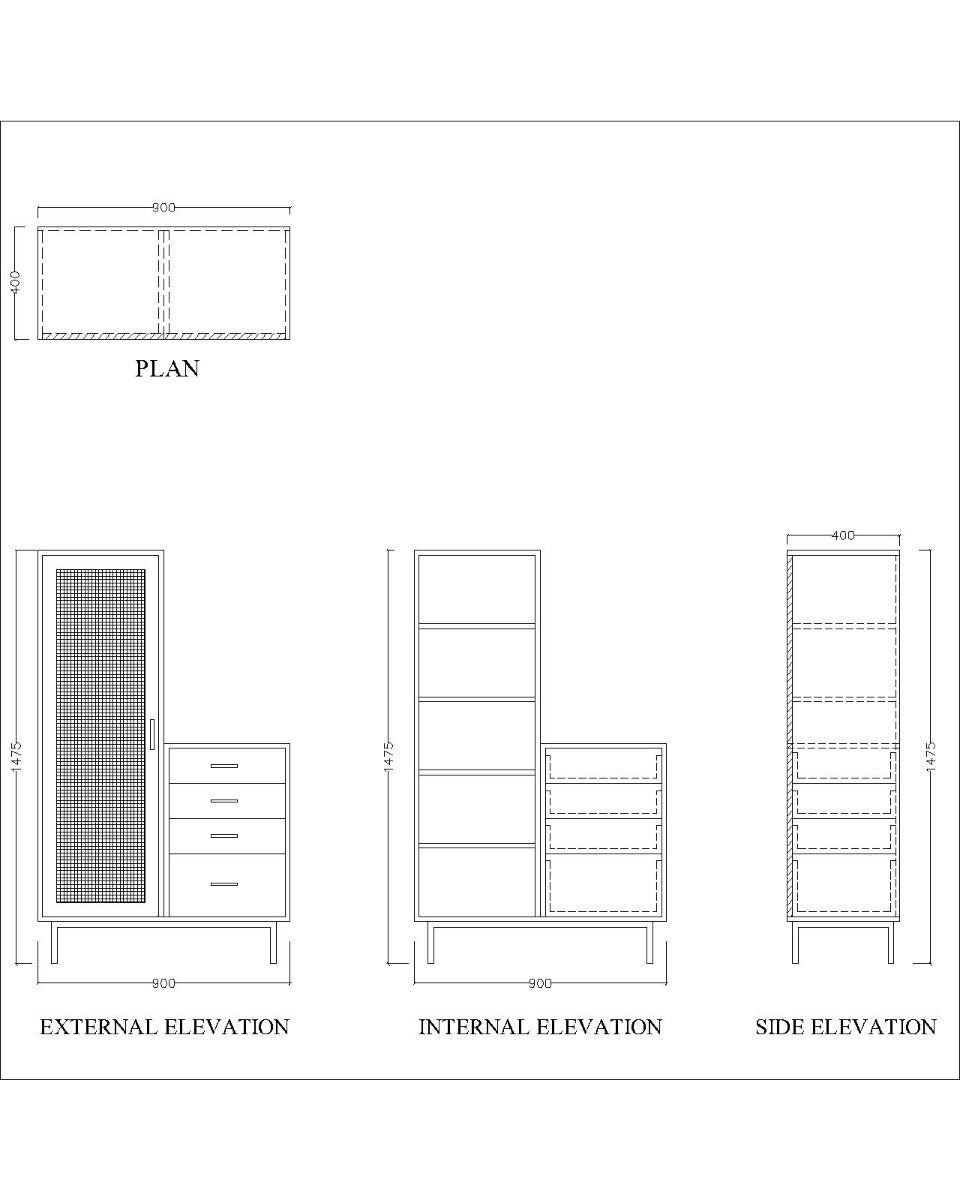 Cabinate, Wood Cabinate, Cabinate with Drawer, Cabinate with Shutter, Cabinate with Ms Legs in Black Finish, Cabinate - EL- 10001