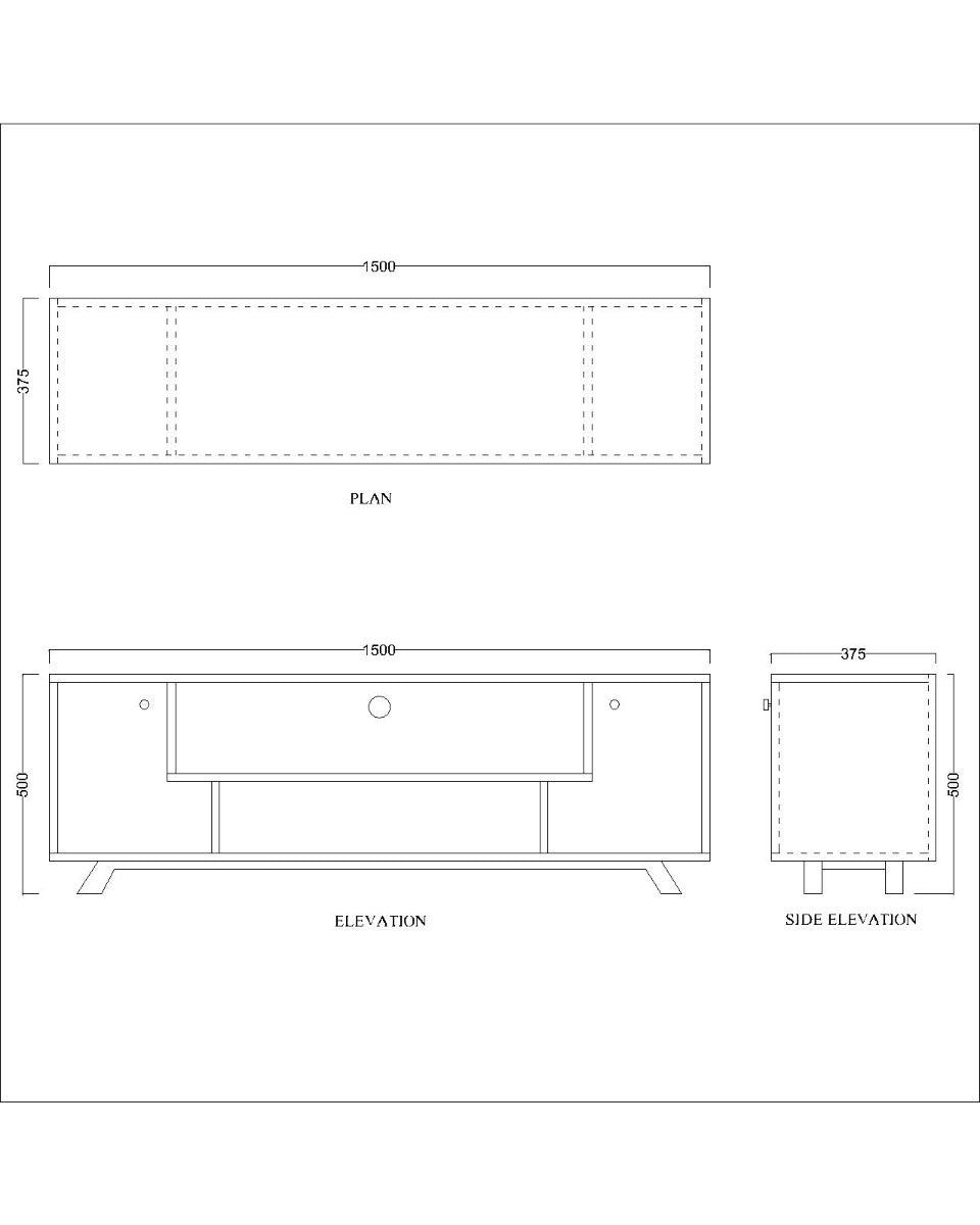 Entertainment Unit, Wood & White Color Entertainment Unit, Entertainment Unit for Living & Bedroom Area, Entertainment Unit with Open Shelf, Entertainment Unit with Shutter, Entertainment Unit - EL - 10008