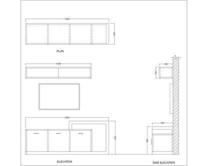 Entertainment Unit, Wood & White Color Entertainment Unit, Entertainment Unit for Living & Bedroom Area, Entertainment Unit with Open Shelf, Entertainment Unit with Drawer, Entertainment Unit - EL - 10011