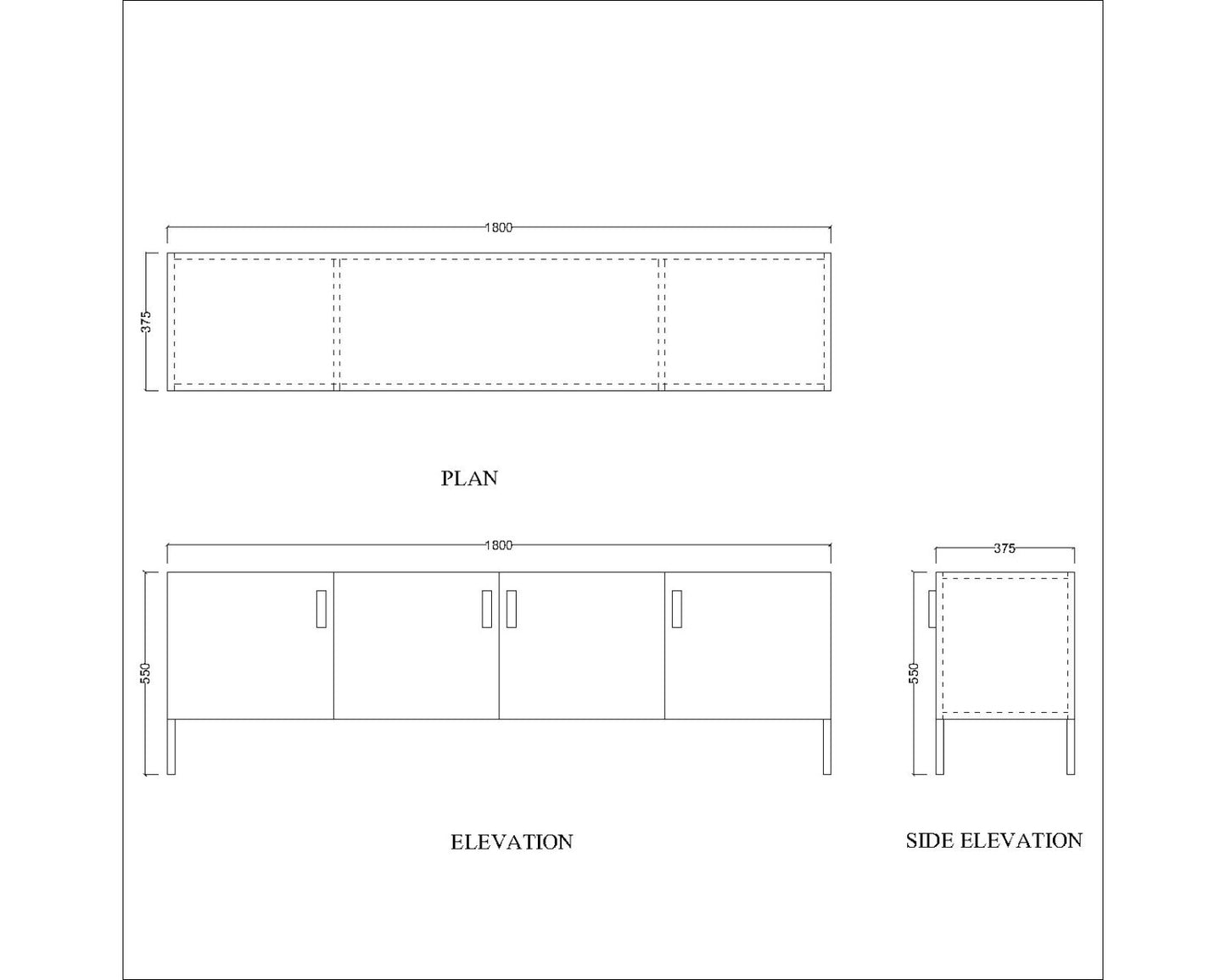 Entertainment Unit, Wood & White Color Entertainment Unit, Entertainment Unit for Living & Bedroom Area, Entertainment Unit with Shutter, Entertainment Unit - EL - 10012