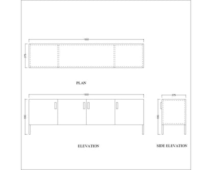 Entertainment Unit, Wood & White Color Entertainment Unit, Entertainment Unit for Living & Bedroom Area, Entertainment Unit with Shutter, Entertainment Unit - EL - 10013