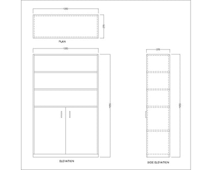 Office Cabinet, Wood & Beige Color  Office Cabinet, Office Cabinet with open shelf, Office Cabinet with Shutter, Office Cabinet - EL- 10020