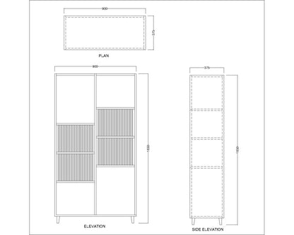 Office Cabinet, Grey & Blue Color Office Cabinet, Office Cabinet with open shelf, Office Cabinet with Shutter, Office Cabinet - EL- 10022