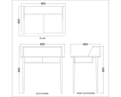 Study Table, Wood Study Table, Study Table Drawer & Open Shelf at Bottom, Study Table Open Space, Study Table with Tapered Legs, Study Table - EL - 12001