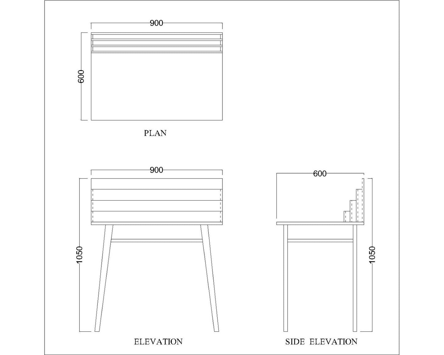 Study Table, Wood Study Table, Study Table with Groove Space, Study Table with Open Space, Study Table with Tapered Legs, Study Table - EL - 12003