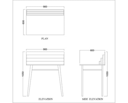 Study Table, Wood Study Table, Study Table with Groove Space, Study Table with Open Space, Study Table with Tapered Legs, Study Table - EL - 12003