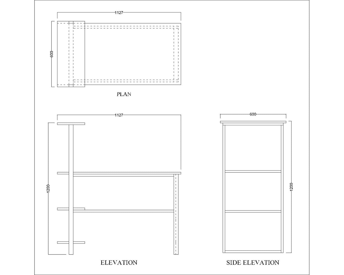 Study Table, Wood Study Table, Study Table with Open Shelf, Study Table with black MS Frame, Study Table - VT - 12047