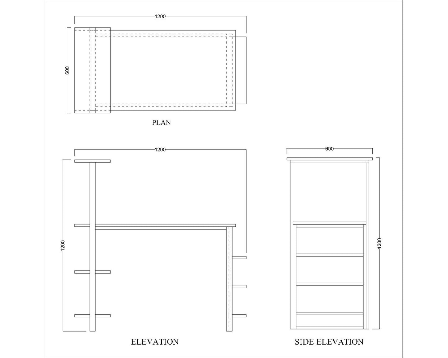 Study Table, Wood Study Table, Study Table with Open Shelf,  Study Table with Black MS Leg, Study Table - EL - 12005