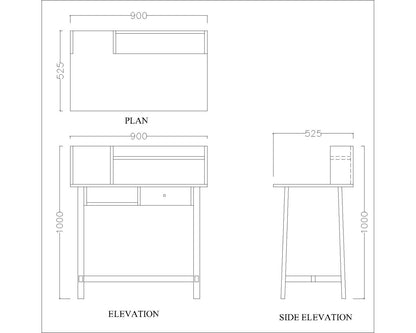 Kids Study Table,  Wood & Pink Color Study Table, Study Table with Drawer, Study Table with Open Shelf, Study Table - EL - 12011