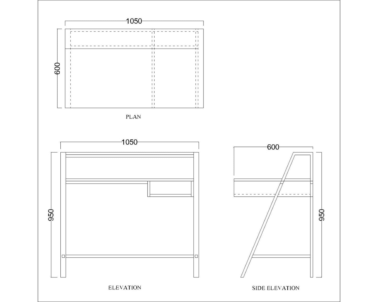 Study Table, Wood Study Table, Study Table with Open Shelf, Study Table with Black MS Leg, Study Table - EL - 12017