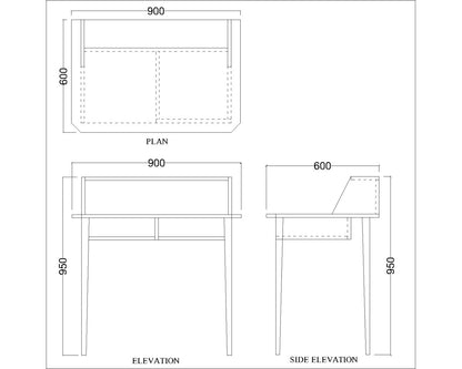 Study Table, Wood Study Table, Study Table with Open Shelf, Study Table with Tapered Legs, Study Table - EL - 12019