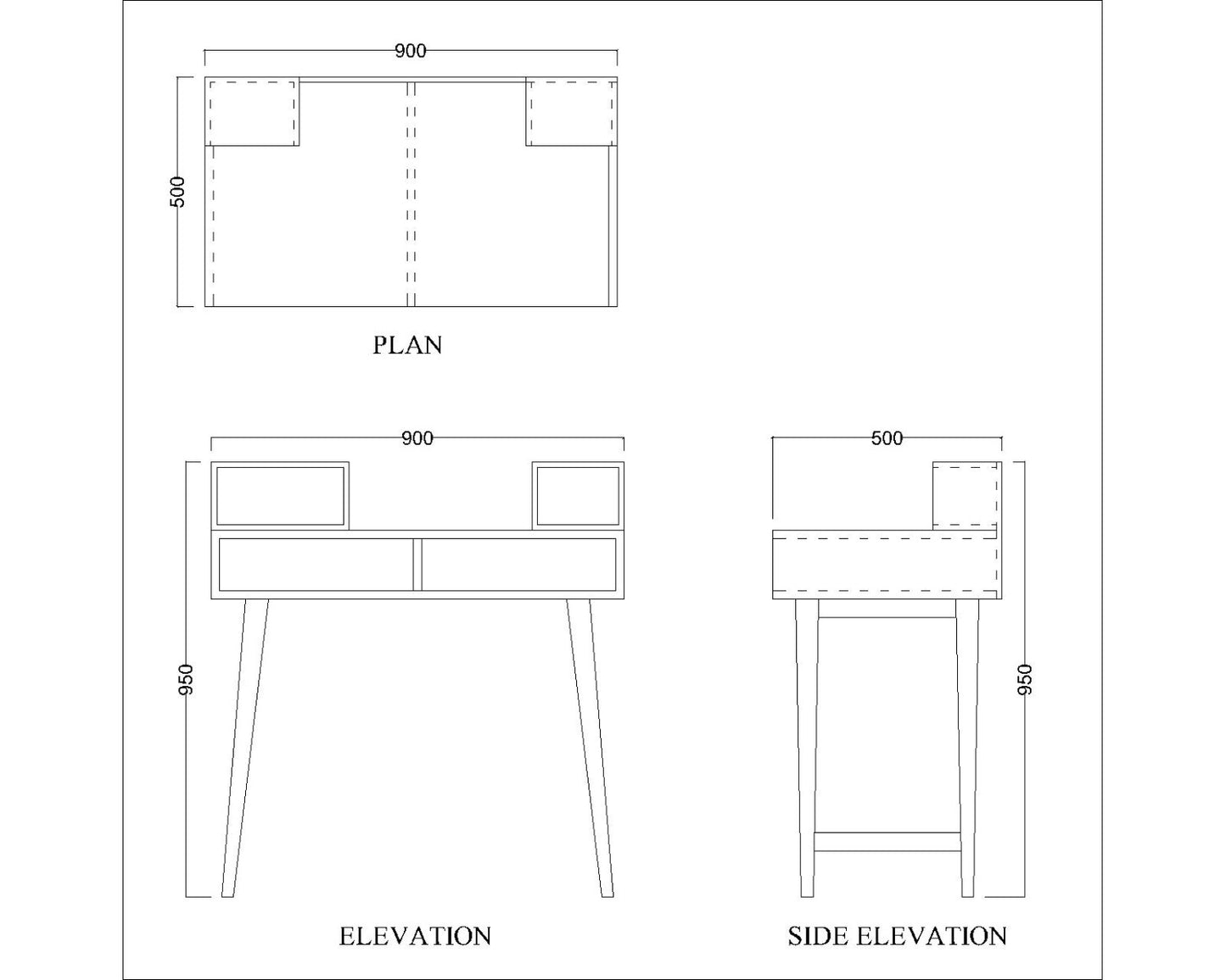 Study Table, Grey Study Table, Study Table with Open Shelf, Study Table Open Space, Study Table with Tapered Legs, Study Table - EL- 12021