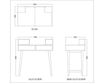 Study Table, Grey Study Table, Study Table with Open Shelf, Study Table Open Space, Study Table with Tapered Legs, Study Table - EL- 12021