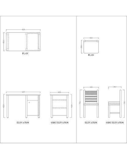 Kids Study Table & Chair, White & Pink Color Study Table, Study Table with Open Shelf, Study Table with Shutter, Study Table - EL - 12024